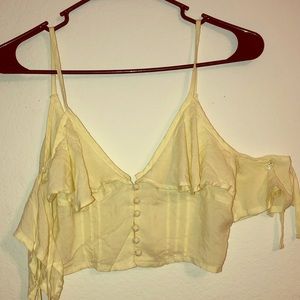 Classic light yellow Button up tank top